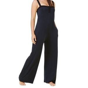 Summersalt The 24 Hour Jumpsuit Navy Blue Size M Snap Front Machine Washable